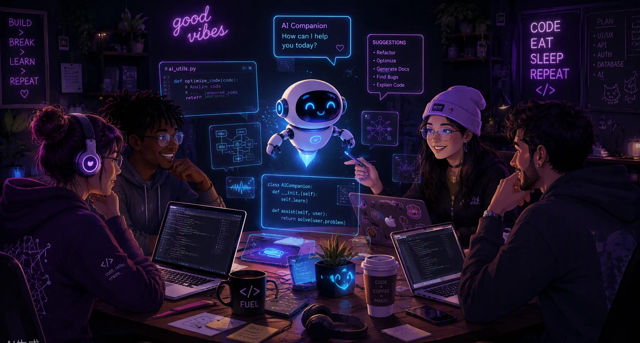 Ночной хакатон VibeCoders с AI-компаньоном Pixie